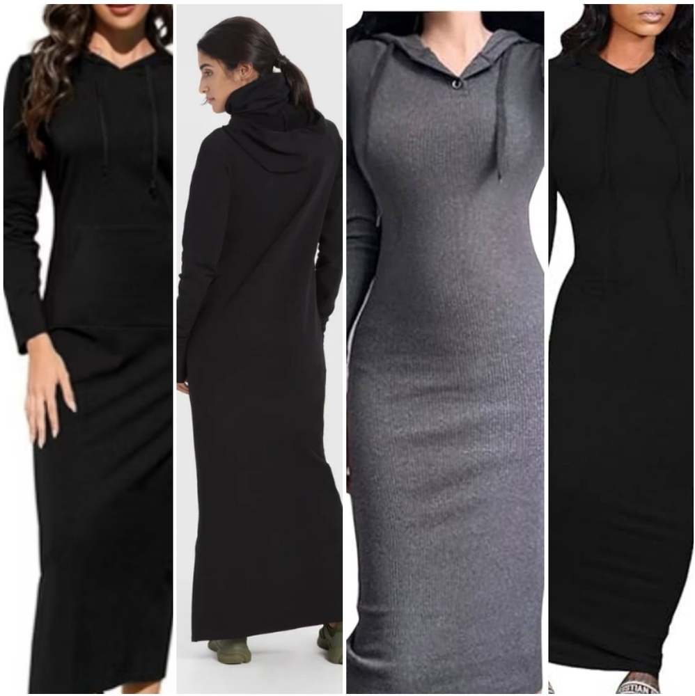 K TOO 90's hooded sweatshirt tshirt Long slim maxi dress